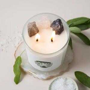 Scented candles with crystals